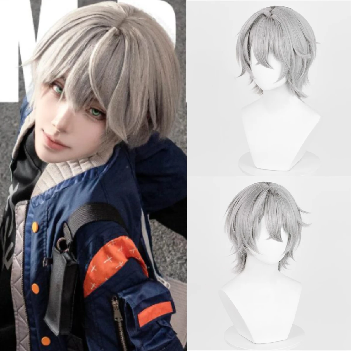Synthetic Short Straight Gray Wigs with Bangs For Men Anime Game Cosplay Halloween Party Heat Resistant Fake Hair
Synthetic Short Straight Gray Wigs with Bangs For Men Anime Game Cosplay Halloween Party Heat Resistant Fake Hair
