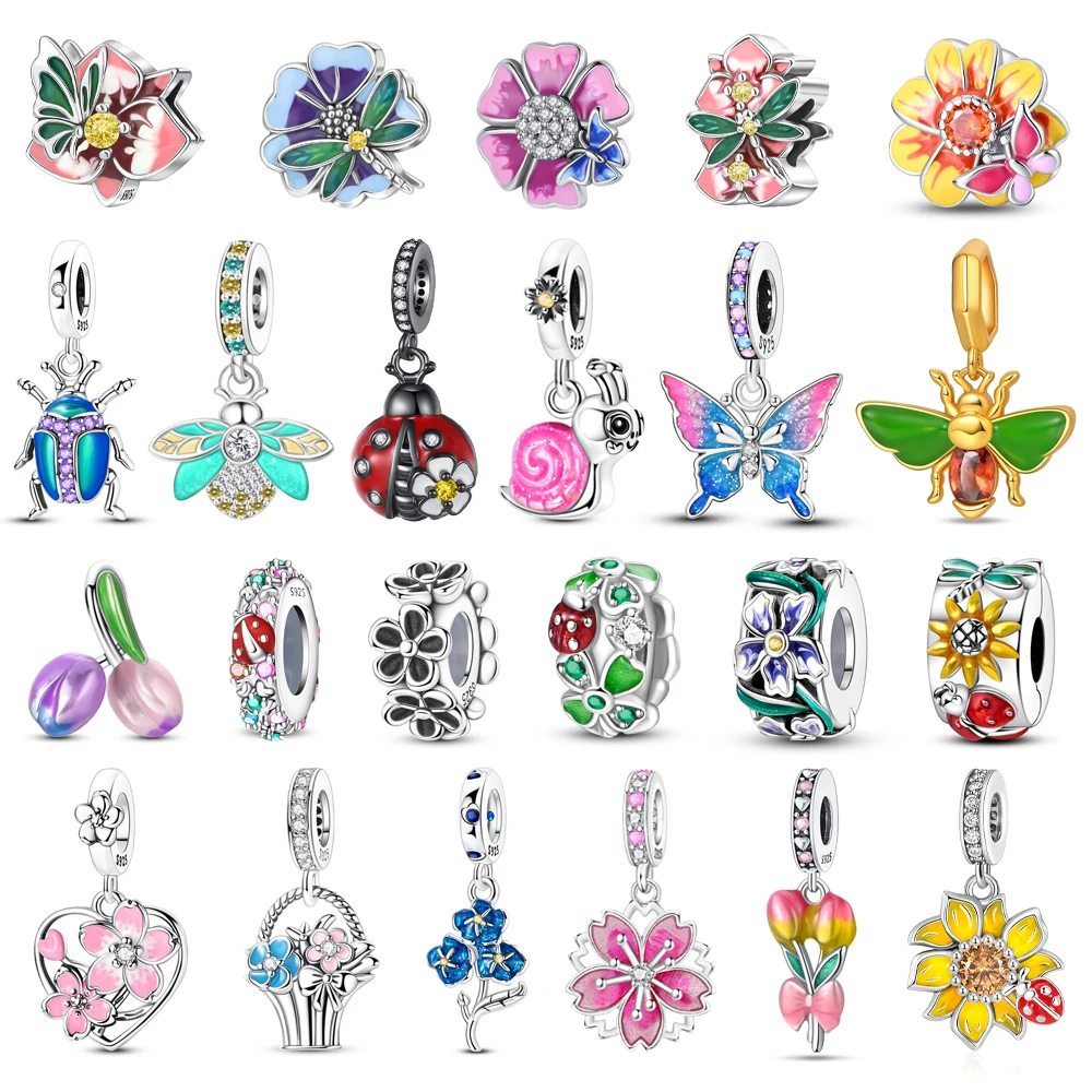 Colorful 925 Sterling Silver Butterfly Loves Flowers Beads & Beetle & ladybug Dangle Charm Fits Bracelet Exquisite Pendant Gifts
Colorful 925 Sterling Silver Butterfly Loves Flowers Beads & Beetle & ladybug Dangle Charm Fits Bracelet Exquisite Pendant Gifts