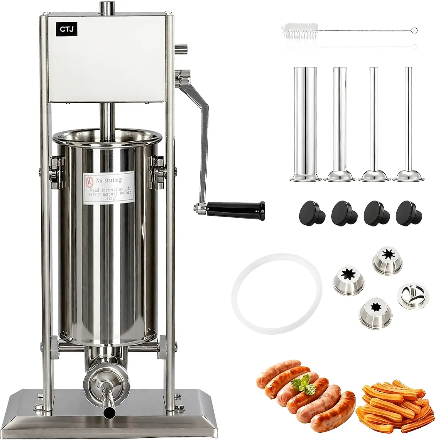 Sausage Stuffer 11Lb/5L Manual Sausage Makers Two Speed 304 Stainless Steel Vertical Sausage Stuffers Machine with 4 Filling Tub
Sausage Stuffer 11Lb/5L Manual Sausage Makers Two Speed 304 Stainless Steel Vertical Sausage Stuffers Machine with 4 Filling Tub