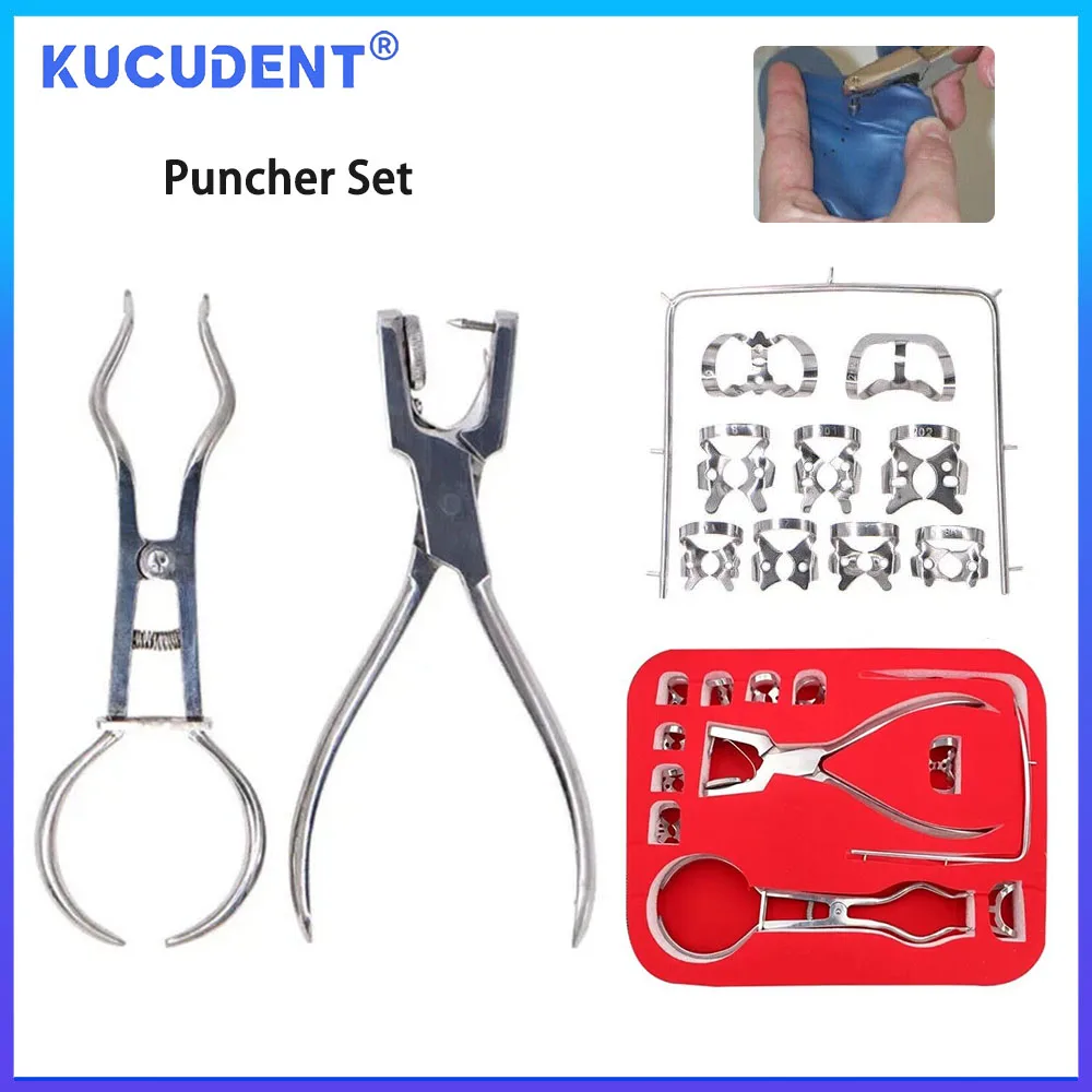 KUCUDENT Dental Dam Hole Puncher Set Rubber Dam Clamps Perforator Puncher Pliers Hole Frame Barrier Clips Orthodontic Tools
KUCUDENT Dental Dam Hole Puncher Set Rubber Dam Clamps Perforator Puncher Pliers Hole Frame Barrier Clips Orthodontic Tools
