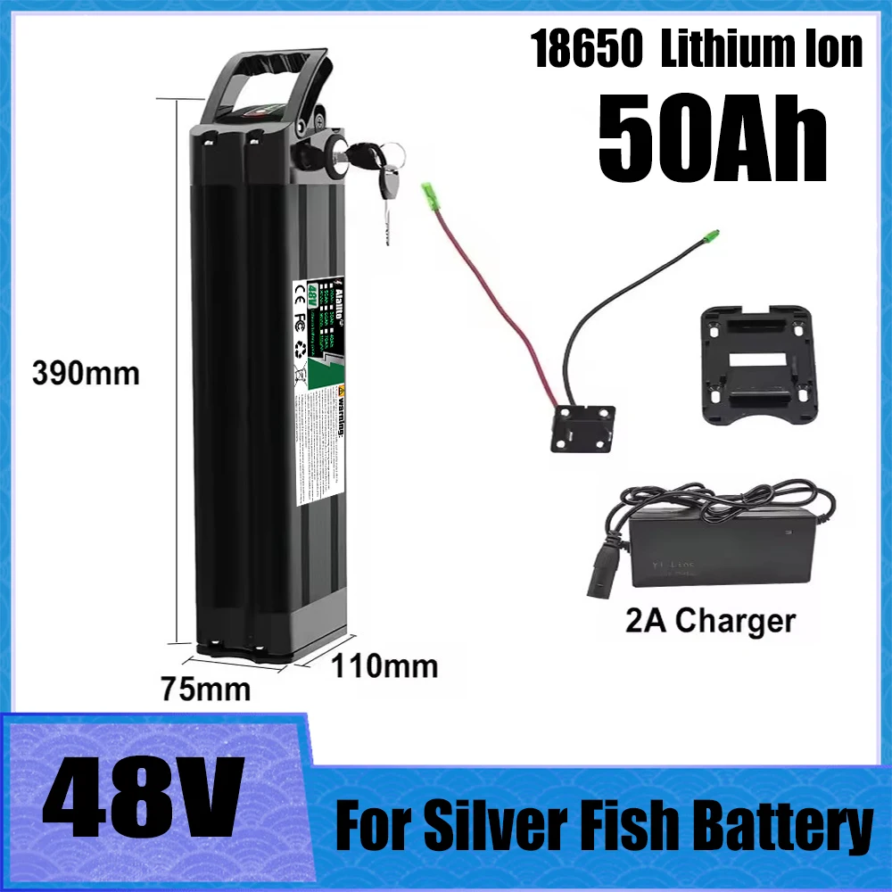 48V 20Ah-50Ah lithium battery pack, high capacity, for Silver Fish 250W-1000W motor, built-in BMS protection
48V 20Ah-50Ah lithium battery pack, high capacity, for Silver Fish 250W-1000W motor, built-in BMS protection