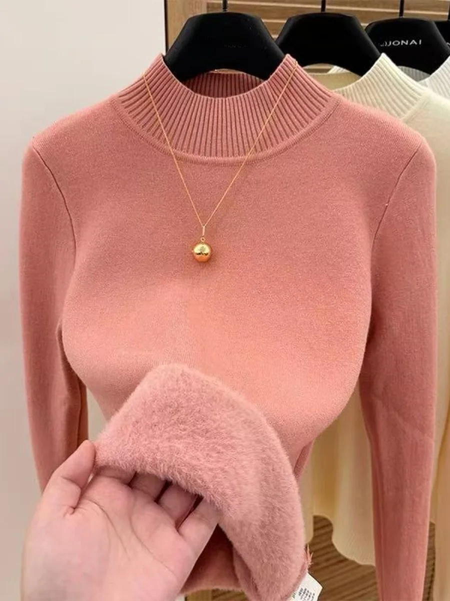 Women's Integrated Fleece Knitwear Thickened Half High Collar Autumn Winter Two-Piece Set Versatile Ladies' Knitted Top
Women's Integrated Fleece Knitwear Thickened Half High Collar Autumn Winter Two-Piece Set Versatile Ladies' Knitted Top