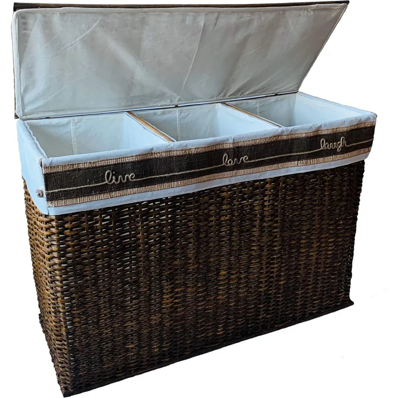 2026 New:Wicker Oversized 3 Section Divided Laundry Hamper Sorter and Organizer Handwoven Rattan Basket with Lid, Cl
2026 New:Wicker Oversized 3 Section Divided Laundry Hamper Sorter and Organizer Handwoven Rattan Basket with Lid, Cl