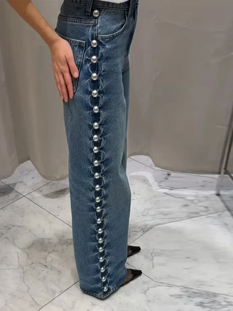 Y2k New Women Low Rise Wide Leg Denim Jeans Pant with Chic Studs-Embellished Side Detail High Street Female Trousers Baggy Pants
Y2k New Women Low Rise Wide Leg Denim Jeans Pant with Chic Studs-Embellished Side Detail High Street Female Trousers Baggy Pants