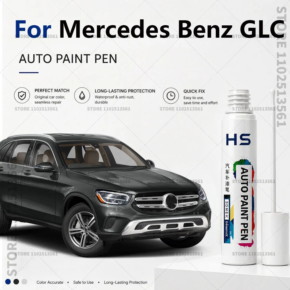 Touch Up Paint Pen – Quick Car Scratch Repair for Chips & Minor Scratches For Mercedes Benz GLC White Starling blue black
Touch Up Paint Pen – Quick Car Scratch Repair for Chips & Minor Scratches For Mercedes Benz GLC White Starling blue black