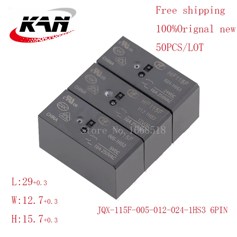 Free shipping 50pcs relay JQX-115F-005-1HS3 JQX-115F-012-1HS3 JQX-115F-024-1HS3 5VDC 12VDC 24VDC 16A 250VAC 6PIN Original New
Free shipping 50pcs relay JQX-115F-005-1HS3 JQX-115F-012-1HS3 JQX-115F-024-1HS3 5VDC 12VDC 24VDC 16A 250VAC 6PIN Original New