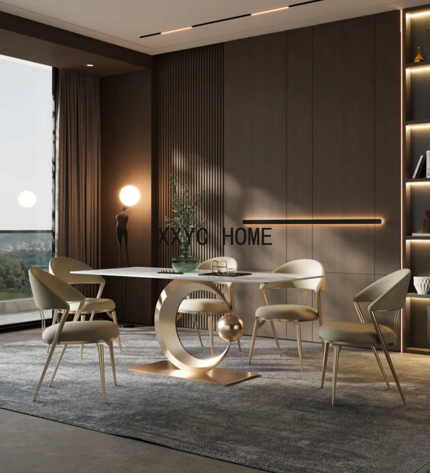 LBX Italian Modern Simple Home High-End Dining Table Bright Stone Plate Rectangular Dining-Table Chair Combination
LBX Italian Modern Simple Home High-End Dining Table Bright Stone Plate Rectangular Dining-Table Chair Combination