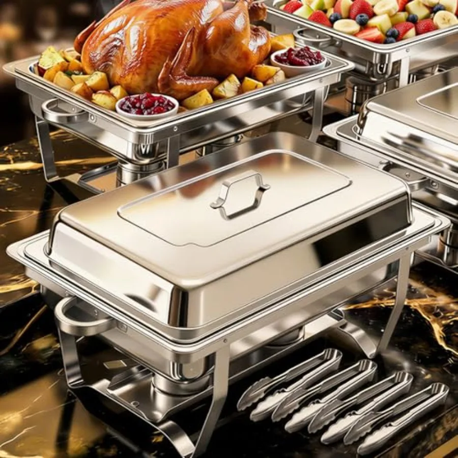 POWERFUEL Chafing Dishes for Buffet, 4 Pack 9QT Rectangular Stainless Steel Chafing Dishes Set with with 4 Serving Tongs, Servi
POWERFUEL Chafing Dishes for Buffet, 4 Pack 9QT Rectangular Stainless Steel Chafing Dishes Set with with 4 Serving Tongs, Servi