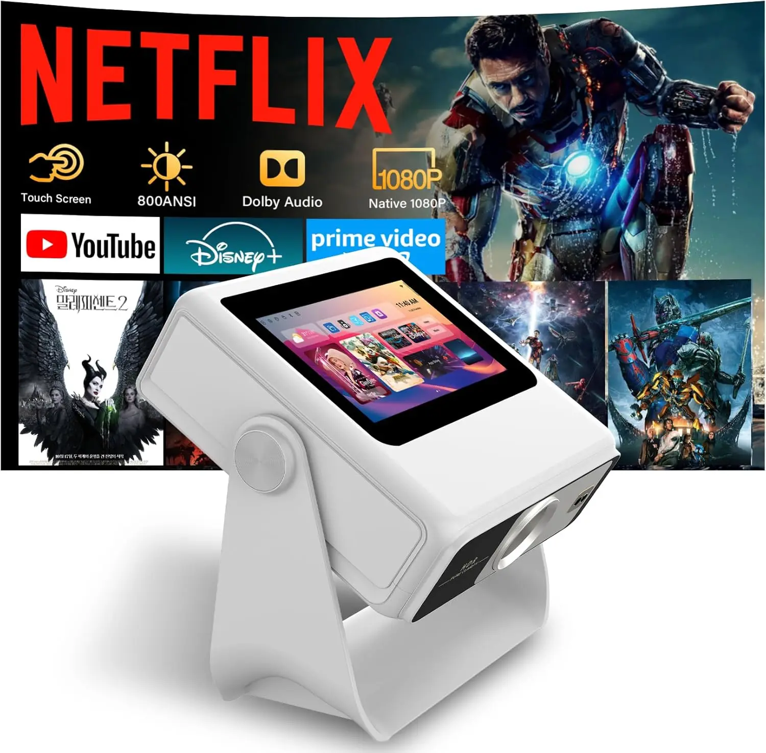 Smart Projector with WiFi and Bluetooth, 4K Supported Native 1080P Portable Outdoor Projector, Dual-Screen Sync Built-in Touchsc
Smart Projector with WiFi and Bluetooth, 4K Supported Native 1080P Portable Outdoor Projector, Dual-Screen Sync Built-in Touchsc