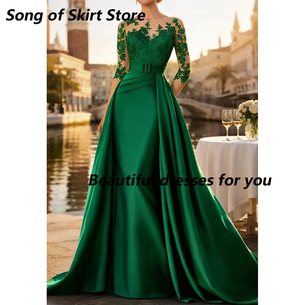 Dark Green Mother of The Bride Dress Customized A-Line Scoop-Neck Half-Sleeves Beaded Applique Satin Pleated Formal Evening Gown
Dark Green Mother of The Bride Dress Customized A-Line Scoop-Neck Half-Sleeves Beaded Applique Satin Pleated Formal Evening Gown