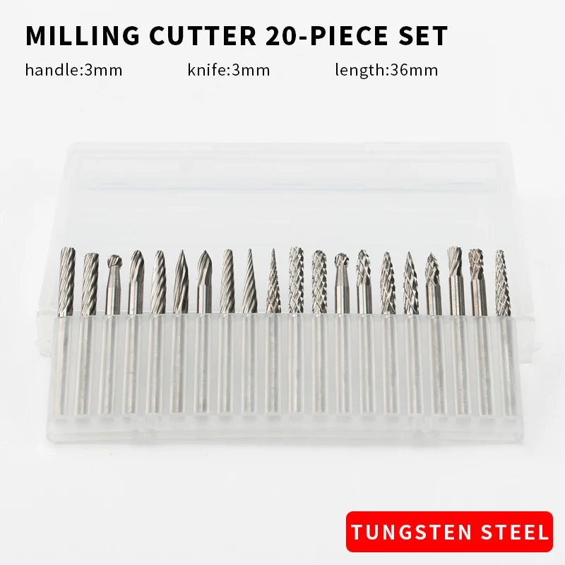 Rotary File Mixed 20Pcs Set Slot Carbide Alloy Milling Cutter Column Type Wood Carving Electric Grinding Head
Rotary File Mixed 20Pcs Set Slot Carbide Alloy Milling Cutter Column Type Wood Carving Electric Grinding Head