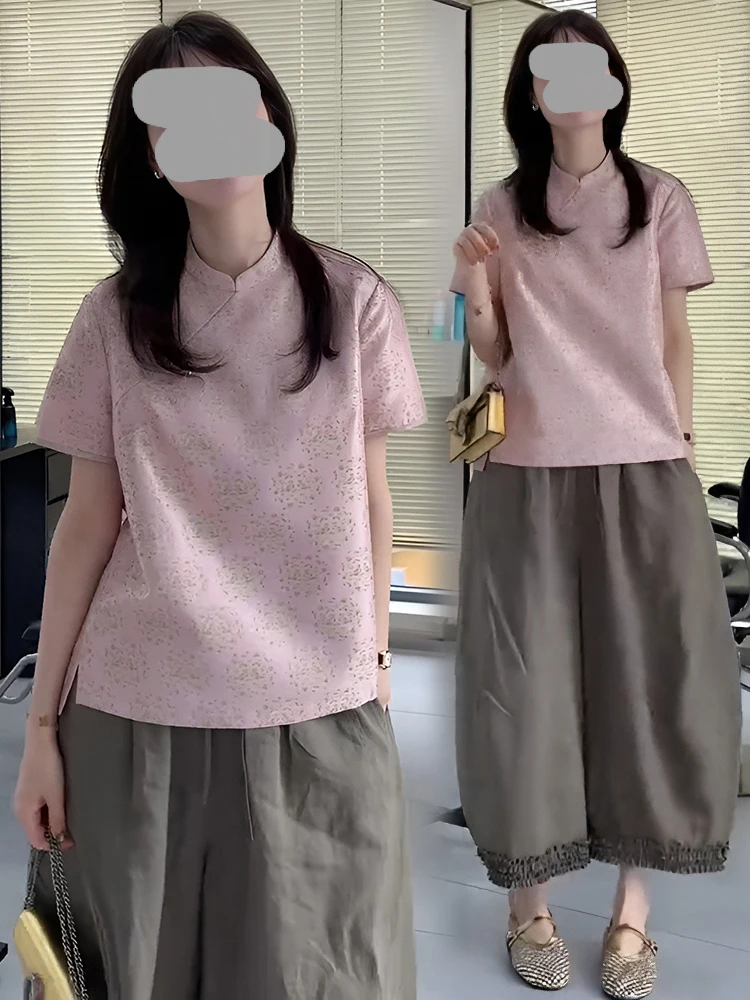 New 2026 Chinese Style Floral Print Short Sleeve High Waist Wide Leg Pants Set Women's Fashion Summer Outfit High Waist Flatt...
New 2026 Chinese Style Floral Print Short Sleeve High Waist Wide Leg Pants Set Women's Fashion Summer Outfit High Waist Flatt...