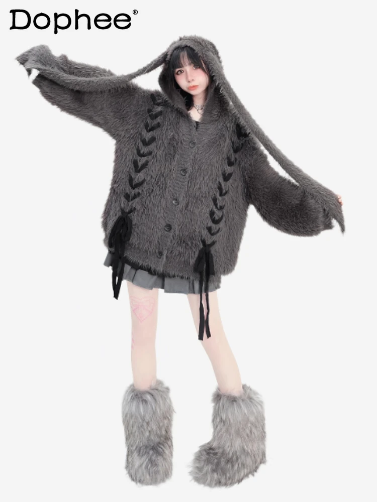 Y2K Subculture Japanese Original Rabbit Ear Hooded Sweater Winter Cute Style Sweet Soft Girl Cardigan Coat for Women
Y2K Subculture Japanese Original Rabbit Ear Hooded Sweater Winter Cute Style Sweet Soft Girl Cardigan Coat for Women