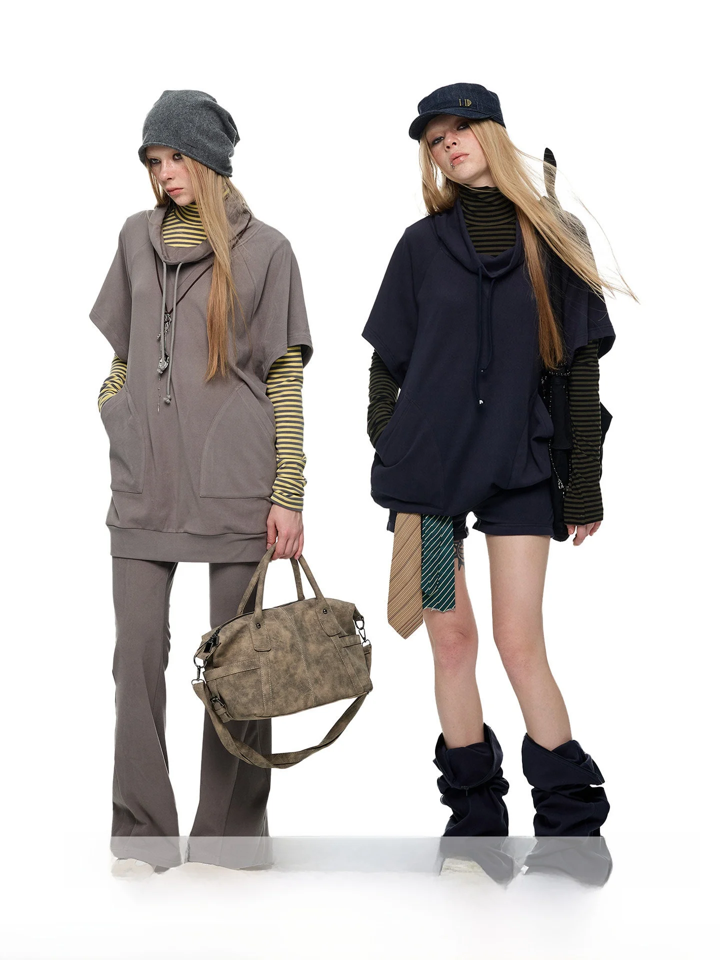 JIKOO Early Spring Two-Way Wear Faux Two-Piece Patchwork Stripe Velvet Feel High Collar Sweatshirt Set Casual Fashion Ensemble
JIKOO Early Spring Two-Way Wear Faux Two-Piece Patchwork Stripe Velvet Feel High Collar Sweatshirt Set Casual Fashion Ensemble