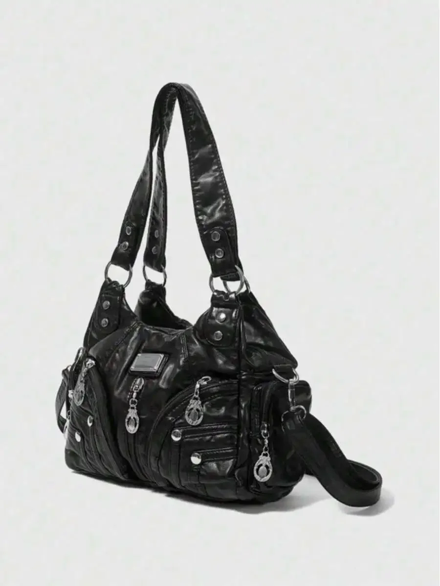Grunge Punk Rock Chic Women Shoulder Tote Bag Motorcycle Style Handbag
Grunge Punk Rock Chic Women Shoulder Tote Bag Motorcycle Style Handbag