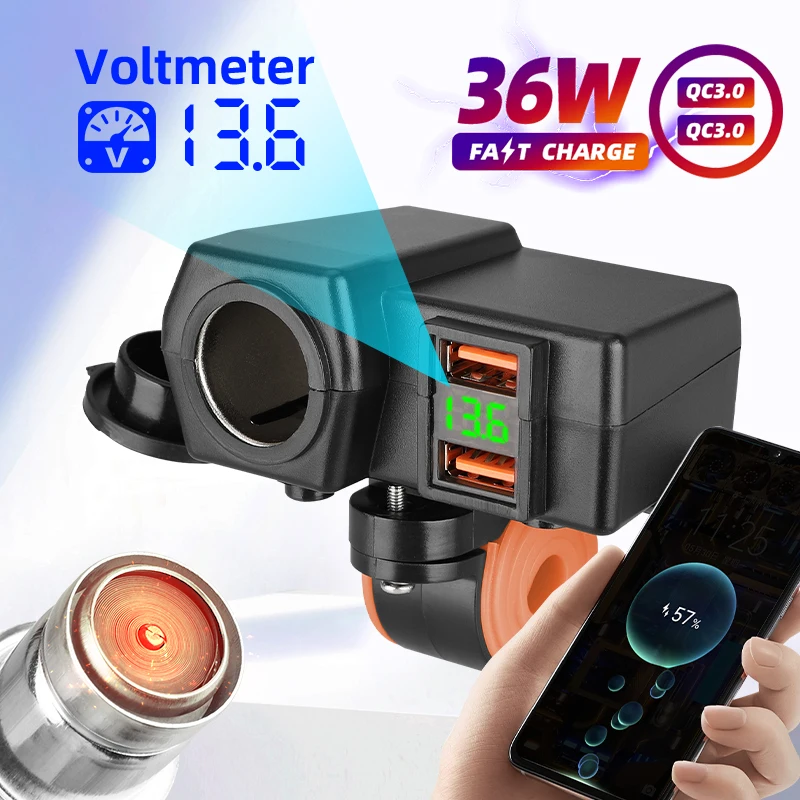 Motorcycle Waterproof Usb Mobile Charger With Toggle Switch Cigarette Lighter Port Socket Voltmeter 36W QC3.0 Fast 12V Adapter
Motorcycle Waterproof Usb Mobile Charger With Toggle Switch Cigarette Lighter Port Socket Voltmeter 36W QC3.0 Fast 12V Adapter