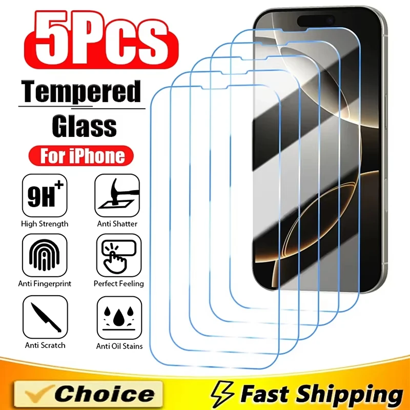 3-5Pcs HD Screen Protector Tempered Glass For iPhone 17 16 15 14 Pro Max Glass Film For iPhone 16e 17 Air 11 12 13 Mini X XR XS
3-5Pcs HD Screen Protector Tempered Glass For iPhone 17 16 15 14 Pro Max Glass Film For iPhone 16e 17 Air 11 12 13 Mini X XR XS