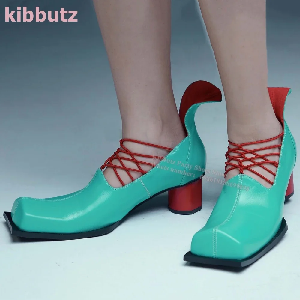 Retro Single Mary Jane Shoes Shaped Mixed Color Green Red Slip-On Fashion Runway Square Toe Round Heels Lace-Up Show Sexy Newest
Retro Single Mary Jane Shoes Shaped Mixed Color Green Red Slip-On Fashion Runway Square Toe Round Heels Lace-Up Show Sexy Newest