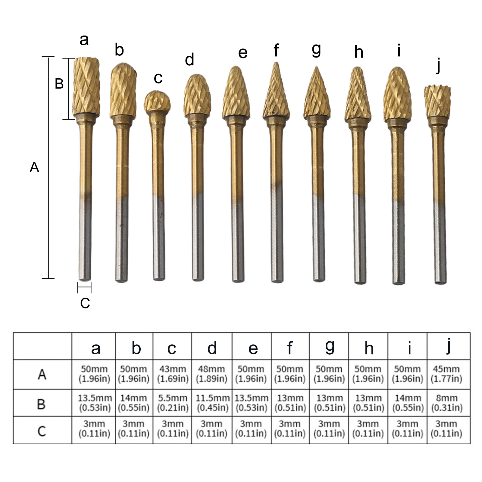 10-pcs 3mm Rotary Tools Router Bit Shank Milling Cutter Burr Cut Rotary Tools Electric Grinding Rotary Tool Power Tool Parts
10-pcs 3mm Rotary Tools Router Bit Shank Milling Cutter Burr Cut Rotary Tools Electric Grinding Rotary Tool Power Tool Parts