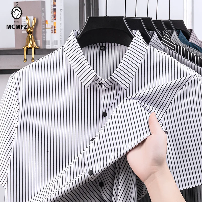 Mens Striped Pattern Short Sleeve Shirt Business Casual Button Up Turn Down Collar Breathable Fabric For Office Daily And Work
Mens Striped Pattern Short Sleeve Shirt Business Casual Button Up Turn Down Collar Breathable Fabric For Office Daily And Work