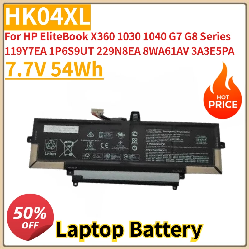 New HK04XL Laptop Battery 7.7V 54Wh For HP EliteBook X360 1030 1040 G7 G8 Series 119Y7EA 1P6S9UT 229N8EA 8WA61AV 3A3E5PA
New HK04XL Laptop Battery 7.7V 54Wh For HP EliteBook X360 1030 1040 G7 G8 Series 119Y7EA 1P6S9UT 229N8EA 8WA61AV 3A3E5PA