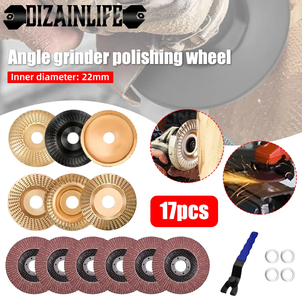 17pcs Angle Grinder Grinding Wheel Wood Carving Disc Polishing Wheel Versatile Abrasive Disc for Angle Grind 22mm Inner Diameter
17pcs Angle Grinder Grinding Wheel Wood Carving Disc Polishing Wheel Versatile Abrasive Disc for Angle Grind 22mm Inner Diameter