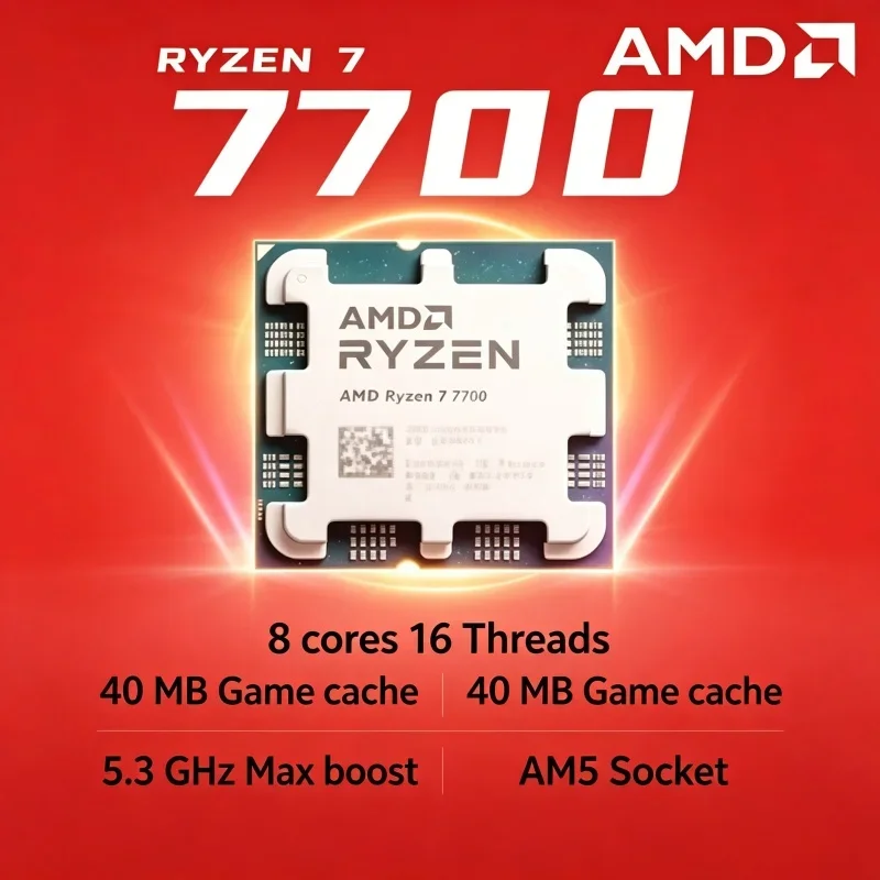 AMD Ryzen 7 7700 R7 7700 5nm FinFET 8 Core 16 Thread 32MB L3 Cache 65W TDP AM5 Desktop All Round Processor No Fan
AMD Ryzen 7 7700 R7 7700 5nm FinFET 8 Core 16 Thread 32MB L3 Cache 65W TDP AM5 Desktop All Round Processor No Fan