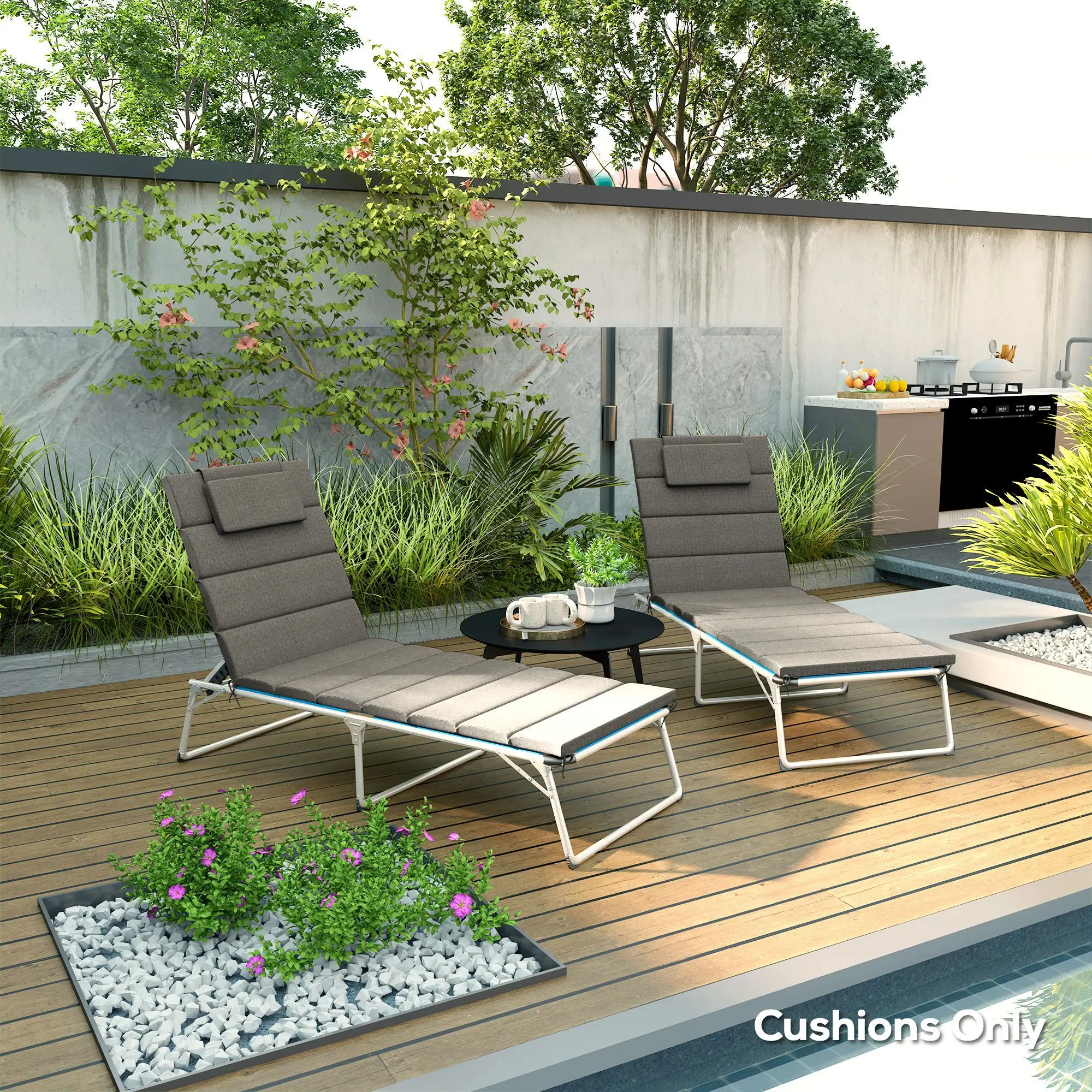 For Outsunny Foldable Chaise Lounge Cushion Set of 2, Outdoor Lounge Chair Cushion Set, UPF50+ 230gsm Olefin, 80" x 26" Charcoal
For Outsunny Foldable Chaise Lounge Cushion Set of 2, Outdoor Lounge Chair Cushion Set, UPF50+ 230gsm Olefin, 80" x 26" Charcoal