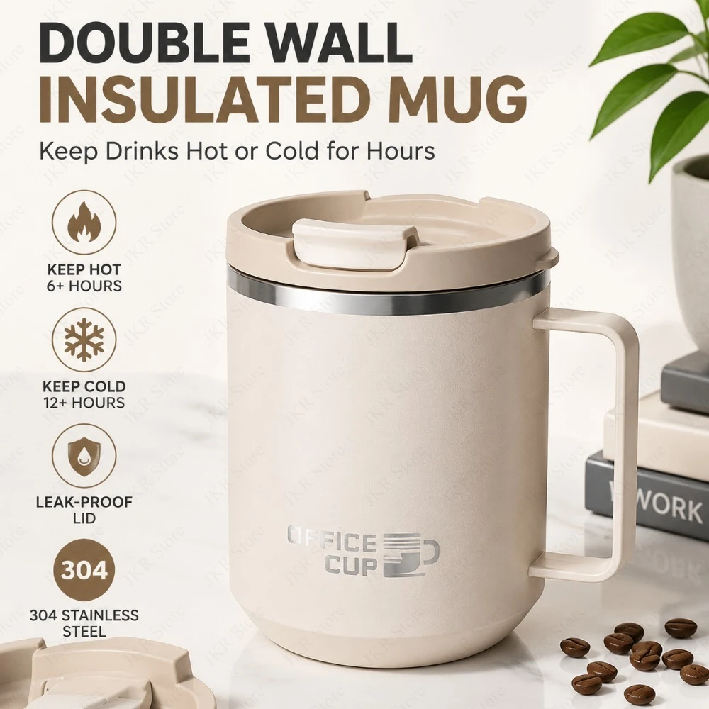 Double Wall Stainless Steel Coffee Mug Insulated Travel Cup with Handle Leak-Proof for Home Office Students Adult Use
Double Wall Stainless Steel Coffee Mug Insulated Travel Cup with Handle Leak-Proof for Home Office Students Adult Use