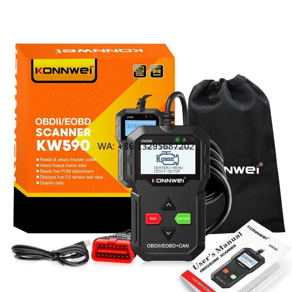 KONNWEI KW590 OBD2 Automobile Fault Diagnostic Instrument 12V Car Truck Detector Scanner CAN J1850PWM J1850VPW ISO9141 KWP2000
KONNWEI KW590 OBD2 Automobile Fault Diagnostic Instrument 12V Car Truck Detector Scanner CAN J1850PWM J1850VPW ISO9141 KWP2000