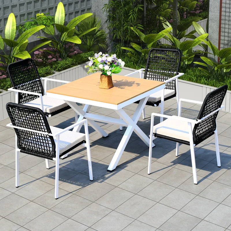 !@Modern Durable Plastic Wood Farmhouse Outdoor Dining Table and Chair Set for Courtyard Patio Balcony
!@Modern Durable Plastic Wood Farmhouse Outdoor Dining Table and Chair Set for Courtyard Patio Balcony