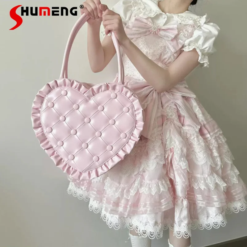 Princess Style Pink Lolita Handbag Japanese Girl's Sweet Elegant Love Shape Lo Handbag 2026 New Women's Messenger Bag
Princess Style Pink Lolita Handbag Japanese Girl's Sweet Elegant Love Shape Lo Handbag 2026 New Women's Messenger Bag