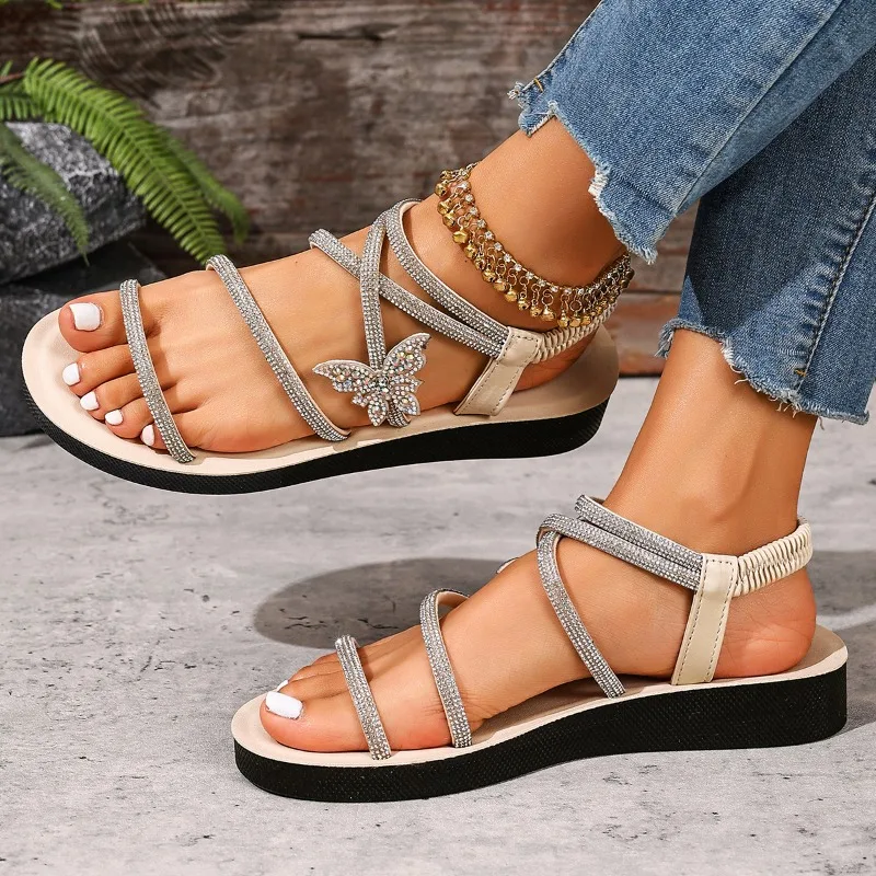 2026 Luxury Rhinestone Butterfly Women Sandals Summer New Fashion Cross Strap Female Shoes Lightweight Comfort Slingback Sandals
2026 Luxury Rhinestone Butterfly Women Sandals Summer New Fashion Cross Strap Female Shoes Lightweight Comfort Slingback Sandals