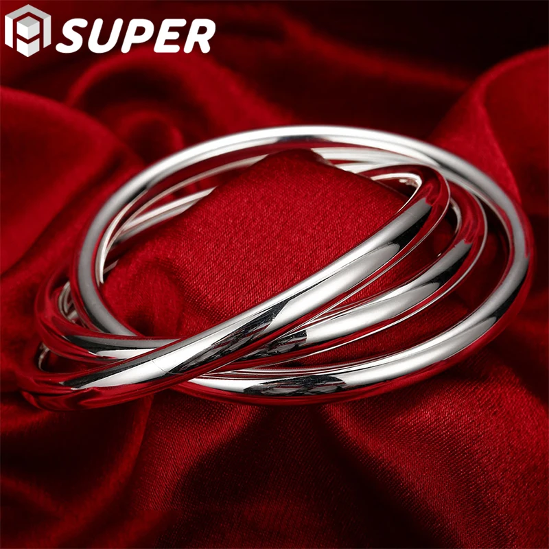 925 Sterling Silver Bracelet Bangles Women Three Lines Smooth High Quality Solid Bracelet Bangles Fashion Jewelry
925 Sterling Silver Bracelet Bangles Women Three Lines Smooth High Quality Solid Bracelet Bangles Fashion Jewelry