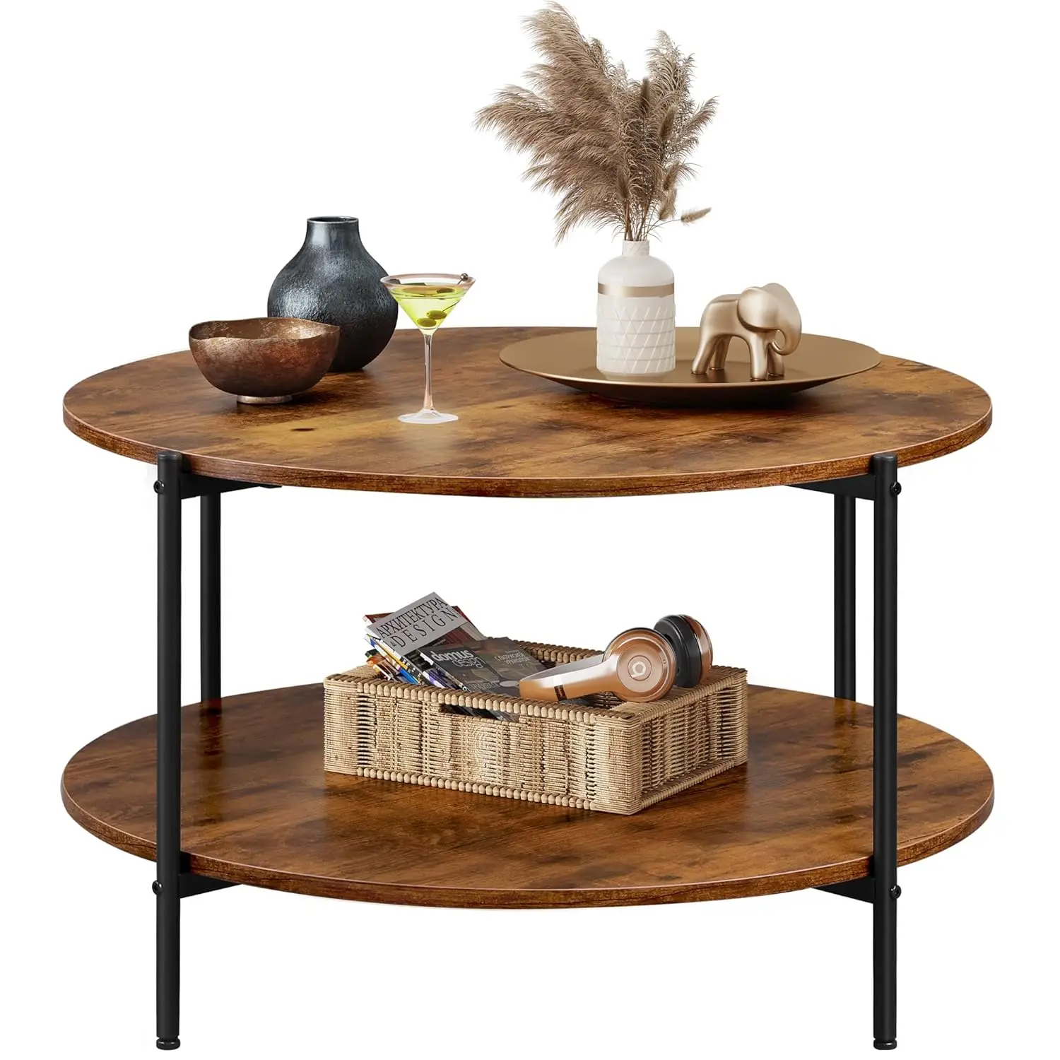 Round Coffee Table, 32.6" Small Coffee Table with Storage Shelf, 2-Tier Circle Wood Center Table for Living Room,, Customized
Round Coffee Table, 32.6" Small Coffee Table with Storage Shelf, 2-Tier Circle Wood Center Table for Living Room,, Customized