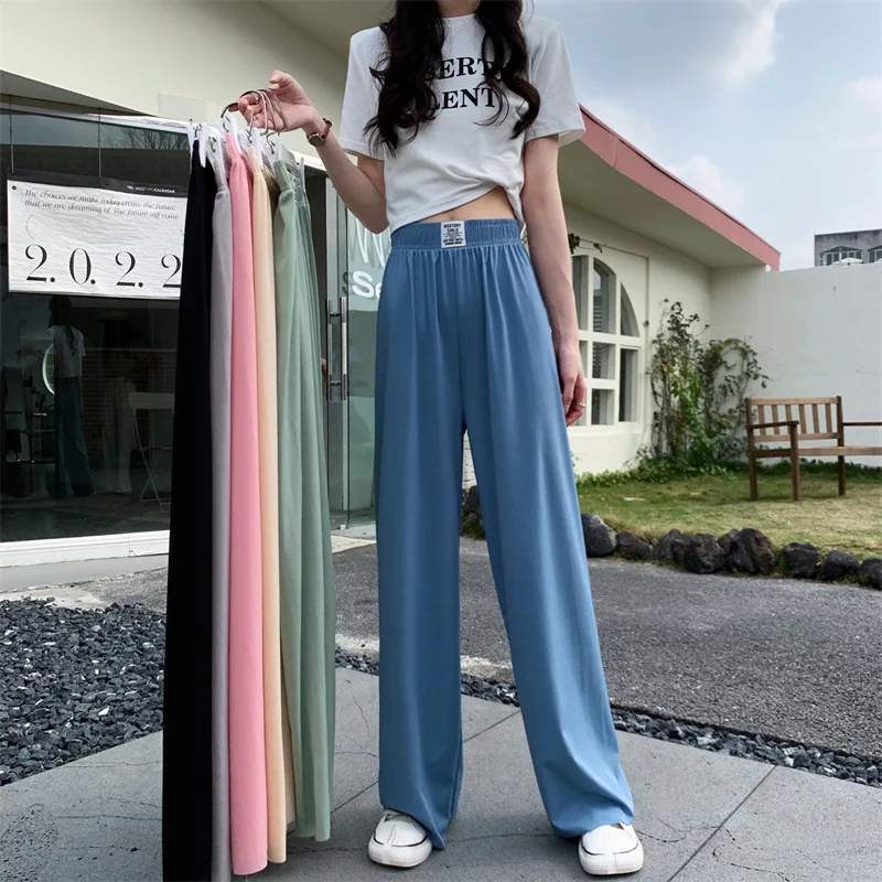 Spring Summer Straight Wide Leg Pants Korean Style Women ice silk Trousers High Waist Pants Casual Wide Leg Pantalones
Spring Summer Straight Wide Leg Pants Korean Style Women ice silk Trousers High Waist Pants Casual Wide Leg Pantalones