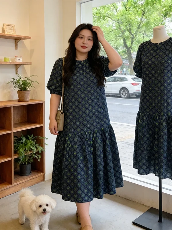 plus Size Summer New High Waist Slim A-Line Dress Women's round Neck Short Sleeve Quilted Design Commute Style Soft Fabric
plus Size Summer New High Waist Slim A-Line Dress Women's round Neck Short Sleeve Quilted Design Commute Style Soft Fabric
