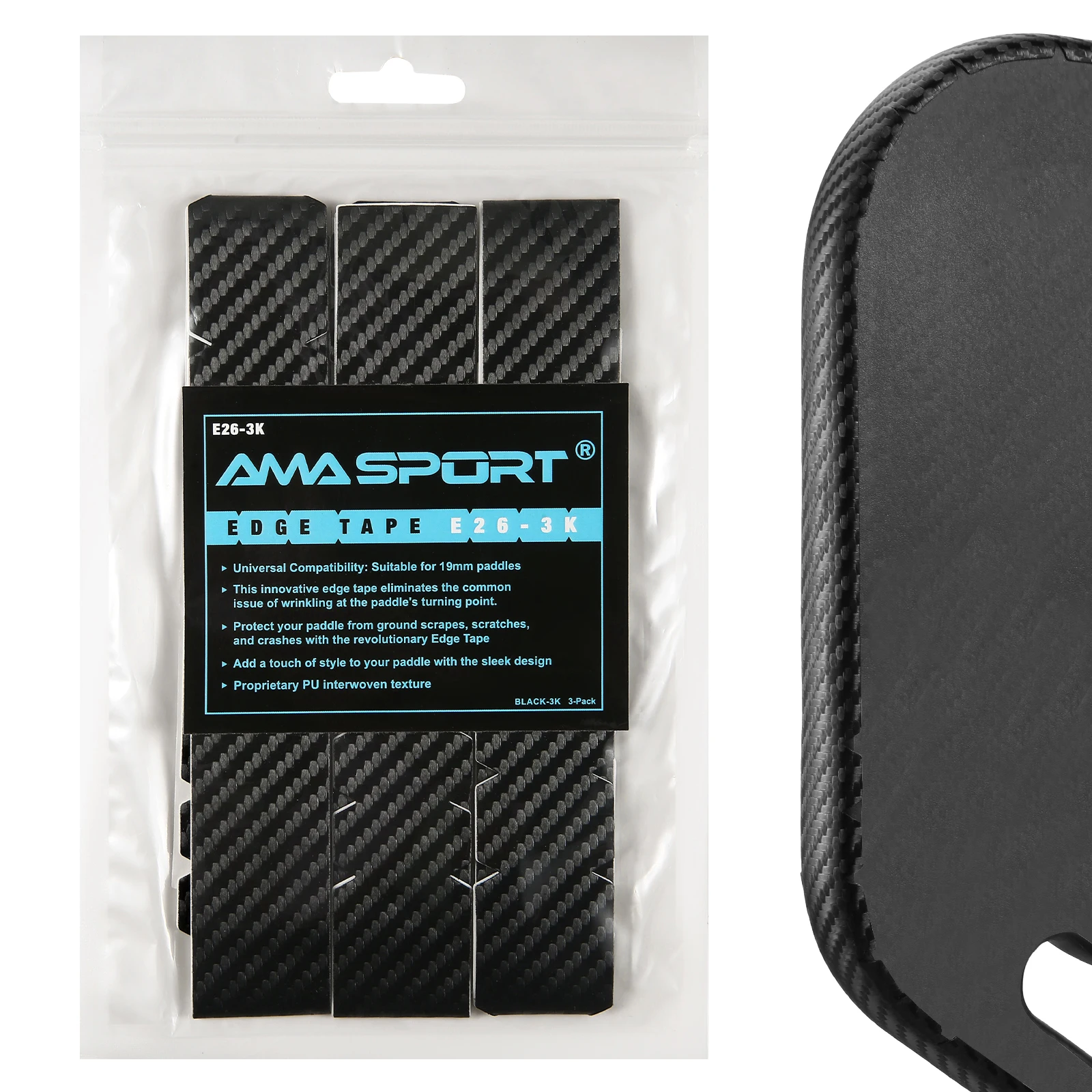 AMA SPORT Pickleball Paddle Edge Tape 3K PU Carbon Fiber Texture Protection Tape for Protecting Pickleball Training Equipment
AMA SPORT Pickleball Paddle Edge Tape 3K PU Carbon Fiber Texture Protection Tape for Protecting Pickleball Training Equipment