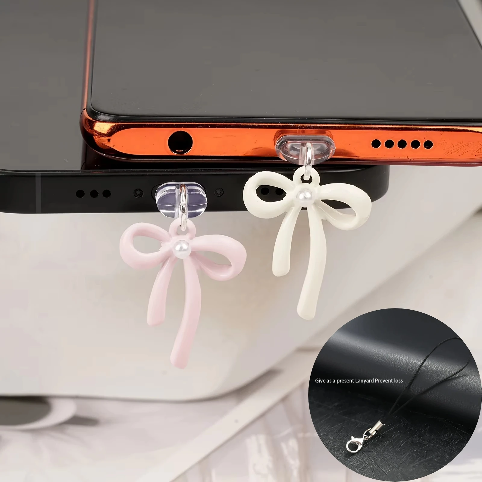 2Pcs Mobile Phone Accessory Set: Bowknot Pearl Pendant + Anti-Loss Phone Strap, Transparent Earphone Hole Cover, Perfect Gift
2Pcs Mobile Phone Accessory Set: Bowknot Pearl Pendant + Anti-Loss Phone Strap, Transparent Earphone Hole Cover, Perfect Gift