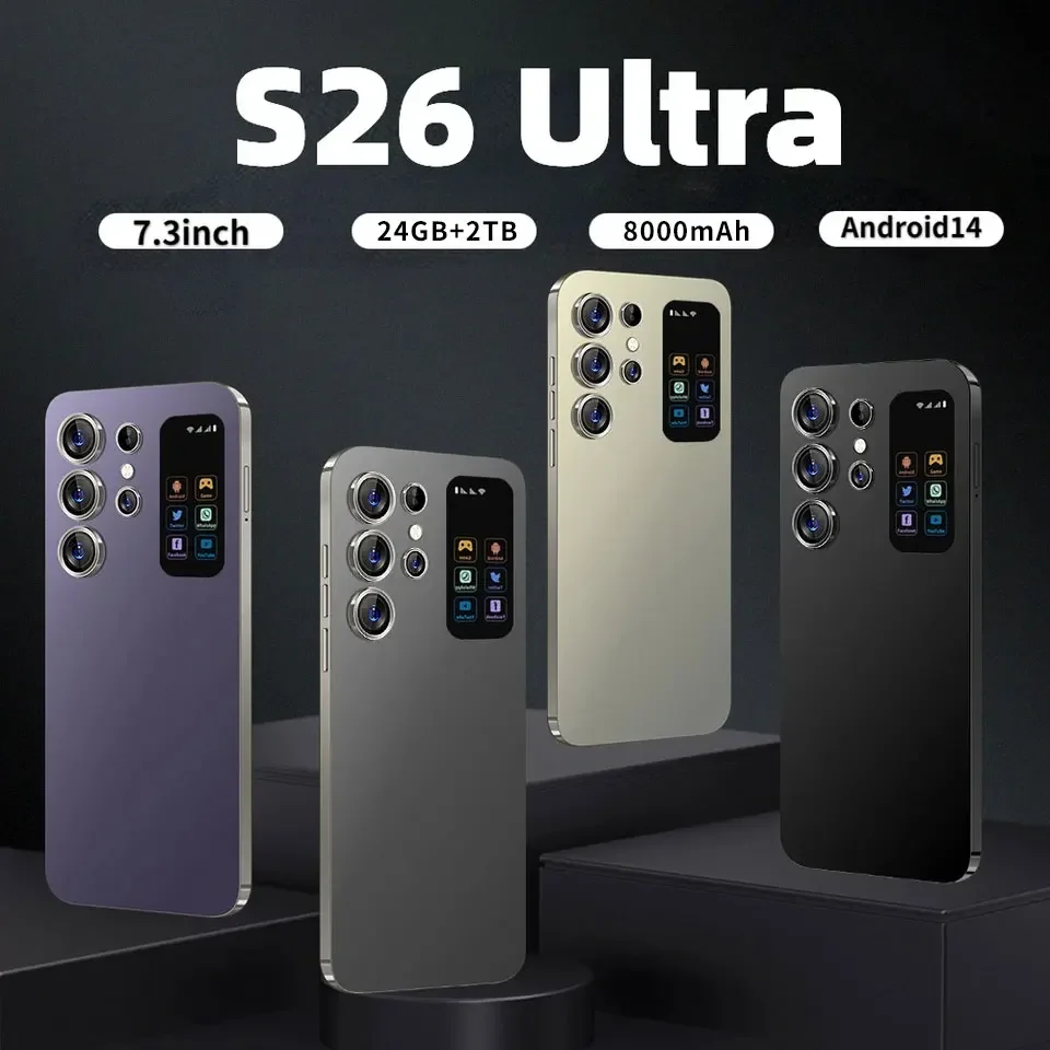 New Global S26 Ultra Smartphone 7.3 HD Screen 22G+2TB 8000mAh Android14 Celulare 5G Dual Sim Face Unlocked Original Mobile Phone
New Global S26 Ultra Smartphone 7.3 HD Screen 22G+2TB 8000mAh Android14 Celulare 5G Dual Sim Face Unlocked Original Mobile Phone