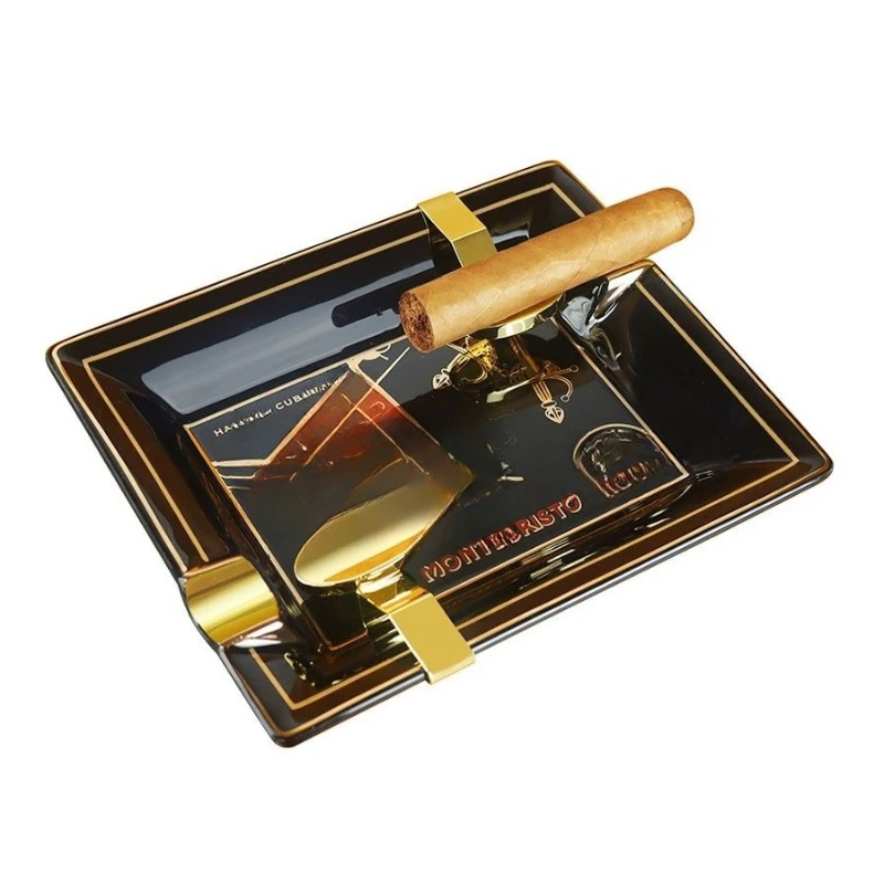 Cigar ashtray Premium bone china 2-person household trend ashtray with metal bracket
Cigar ashtray Premium bone china 2-person household trend ashtray with metal bracket