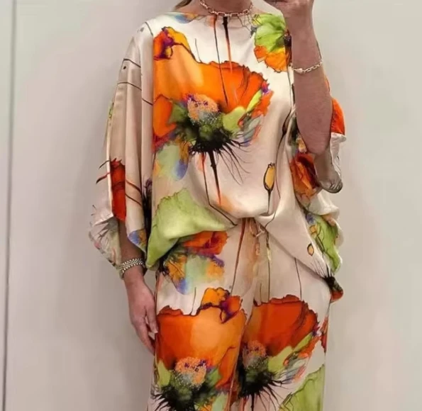 Модный комплект из широких брюк с рукавами «летучая мышь» и эластичной резинкой на талии, свободный крой, элегантный для повседневного использования и повседневного использования
Модный комплект из широких брюк с рукавами «летучая мышь» и эластичной резинкой на талии, свободный крой, элегантный для повседневного использования и повседневного использования 