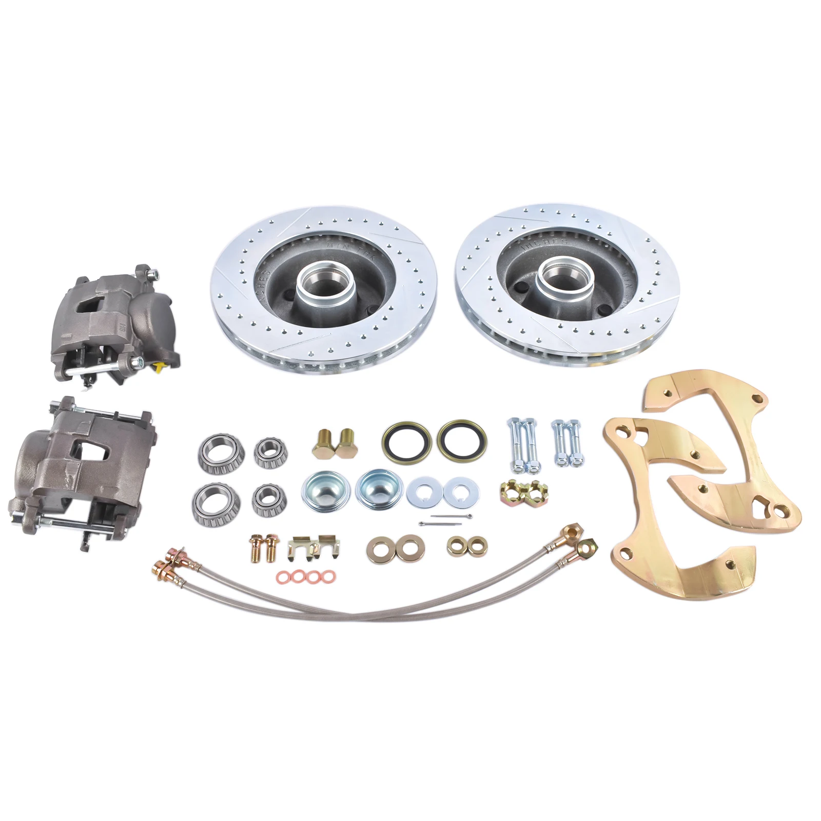 Deluxe Disc Brake Conversion Kit Drilled/Slotted Fits for Chevy Biscayne Bel Air Impala Nomad Del Ray Full Size Car V8
Deluxe Disc Brake Conversion Kit Drilled/Slotted Fits for Chevy Biscayne Bel Air Impala Nomad Del Ray Full Size Car V8