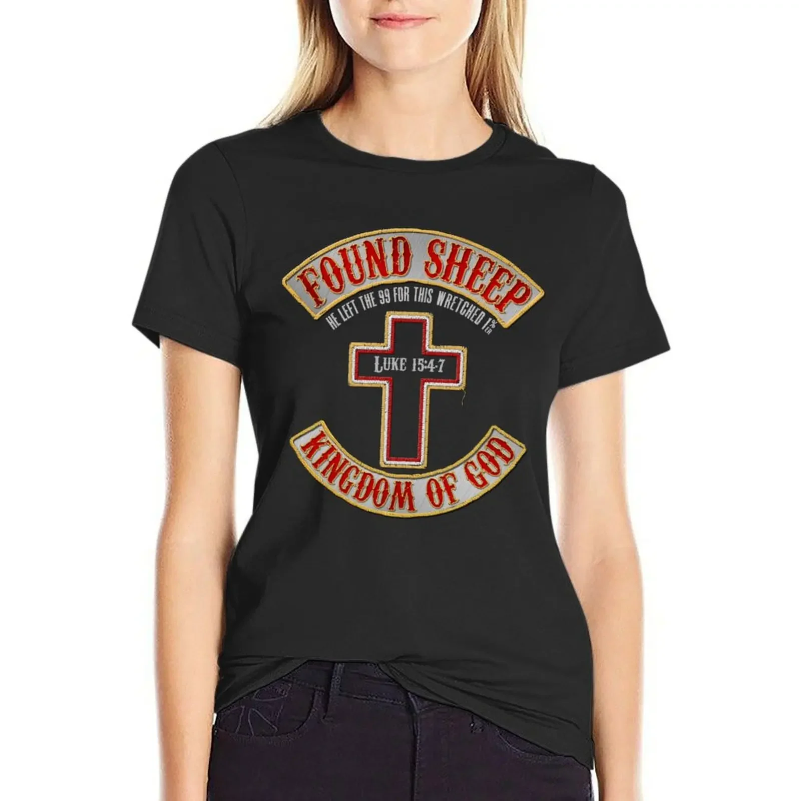 Found Sheep - Kingdom of God - Faux Embroidered Biker Patch T-Shirt korean fashion oversized t-shirts for Women loose fit
Found Sheep - Kingdom of God - Faux Embroidered Biker Patch T-Shirt korean fashion oversized t-shirts for Women loose fit