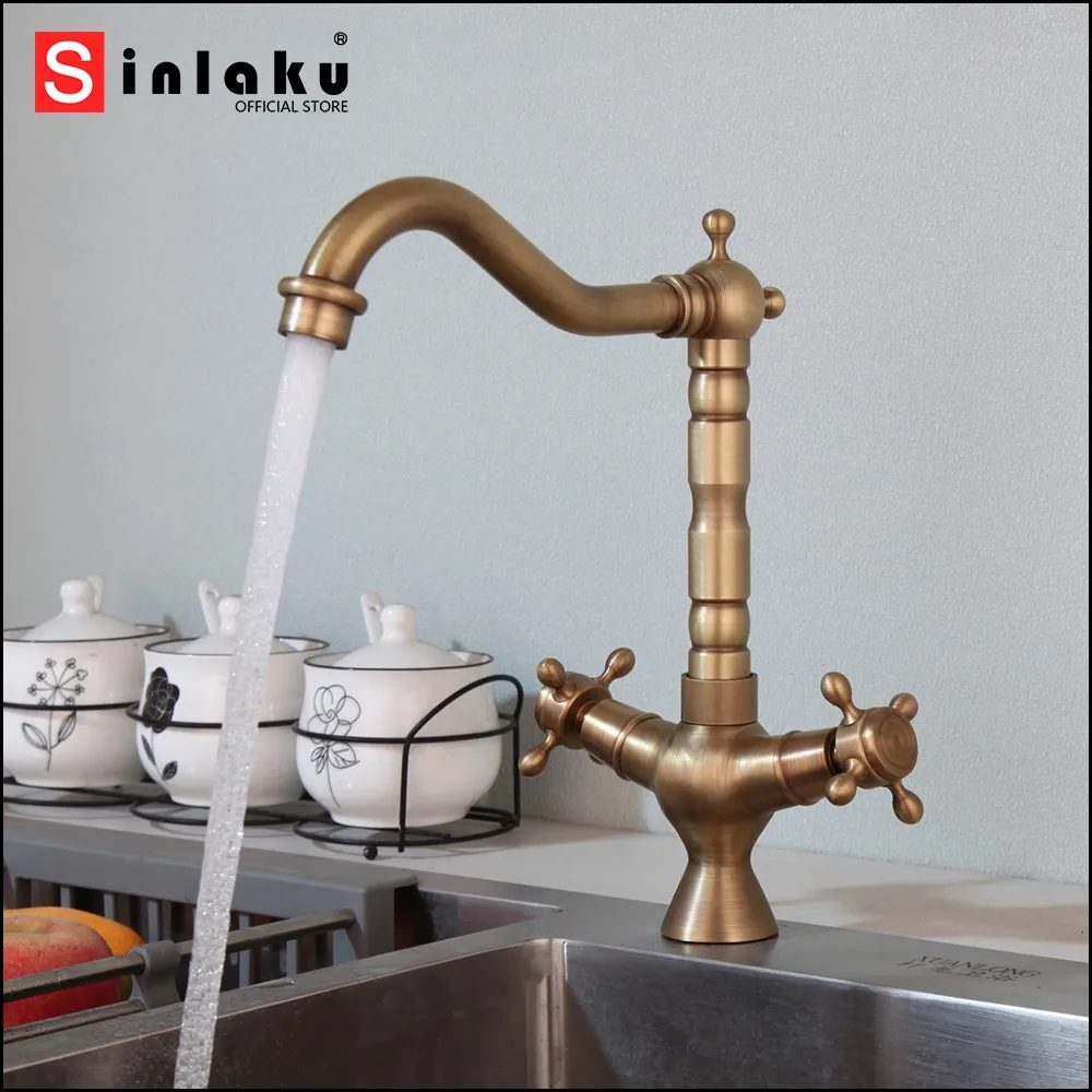 SINLAKU Kitchen Sink Faucet Deck Mounted Mixer Water Tap Kitchen Faucet Crane Tap Antique Brass Hot And Cold Water Mixer Tap
SINLAKU Kitchen Sink Faucet Deck Mounted Mixer Water Tap Kitchen Faucet Crane Tap Antique Brass Hot And Cold Water Mixer Tap