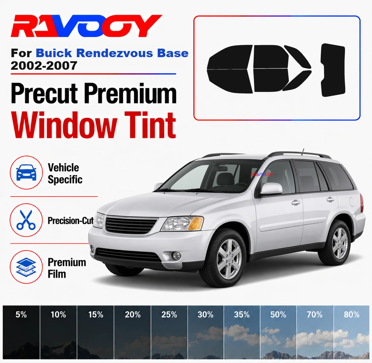 Premium Precut Window Tint Kit Front Windows Rear Windows Rear Windshield For Buick Rendezvous Base 2002-2007 Nano Ceramic Film
Premium Precut Window Tint Kit Front Windows Rear Windows Rear Windshield For Buick Rendezvous Base 2002-2007 Nano Ceramic Film