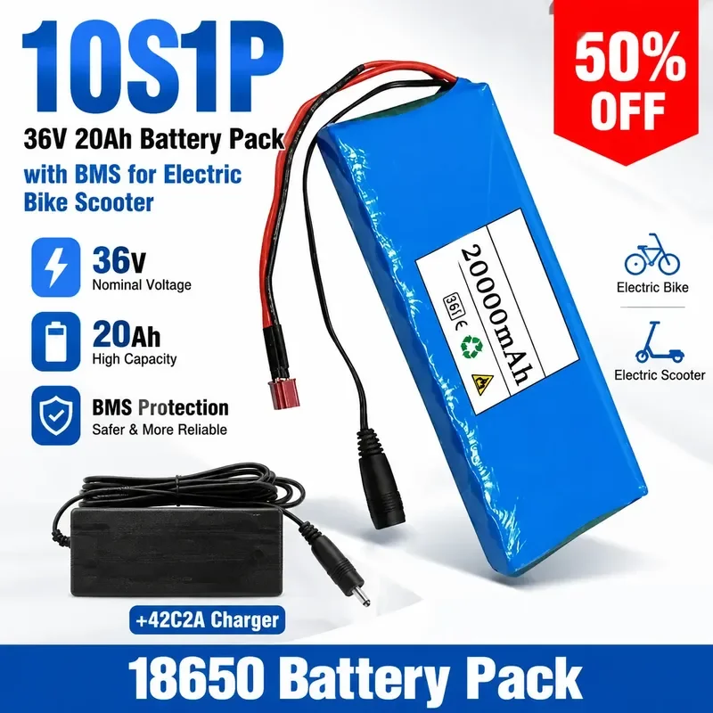 10S1P 36V 20Ah 18650 Battery Pack with BMS for Electric Bike Scooter Rechargeable Li-ion Battery High Capacity+42V2A Charger
10S1P 36V 20Ah 18650 Battery Pack with BMS for Electric Bike Scooter Rechargeable Li-ion Battery High Capacity+42V2A Charger