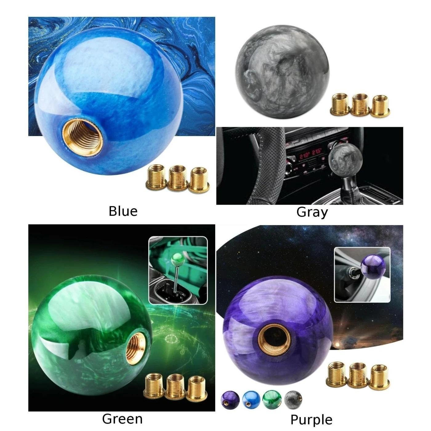 54mm Universal Acrylic Plastic Marble Ball Shift KnobDIY Auto Replacement Parts for Manual Car Shoort Throw Gear Shifter
54mm Universal Acrylic Plastic Marble Ball Shift KnobDIY Auto Replacement Parts for Manual Car Shoort Throw Gear Shifter