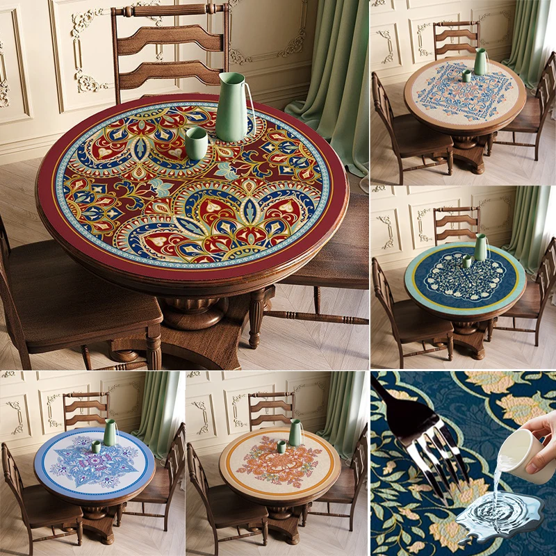 No Wash Oil Proof Circular Tablecloth American Retro Palace Style Dining Tablecloth Heat-resistant Leather Tabletop Protection
No Wash Oil Proof Circular Tablecloth American Retro Palace Style Dining Tablecloth Heat-resistant Leather Tabletop Protection