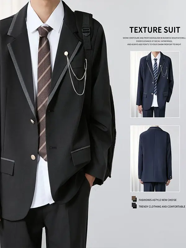 Японский студенческий мужской костюм: модный комплект из пиджака и брюк в британском стиле, повседневная одежда для студентов, полиэстер, длинный рукав
Японский студенческий мужской костюм: модный комплект из пиджака и брюк в британском стиле, повседневная одежда для студентов, полиэстер, длинный рукав